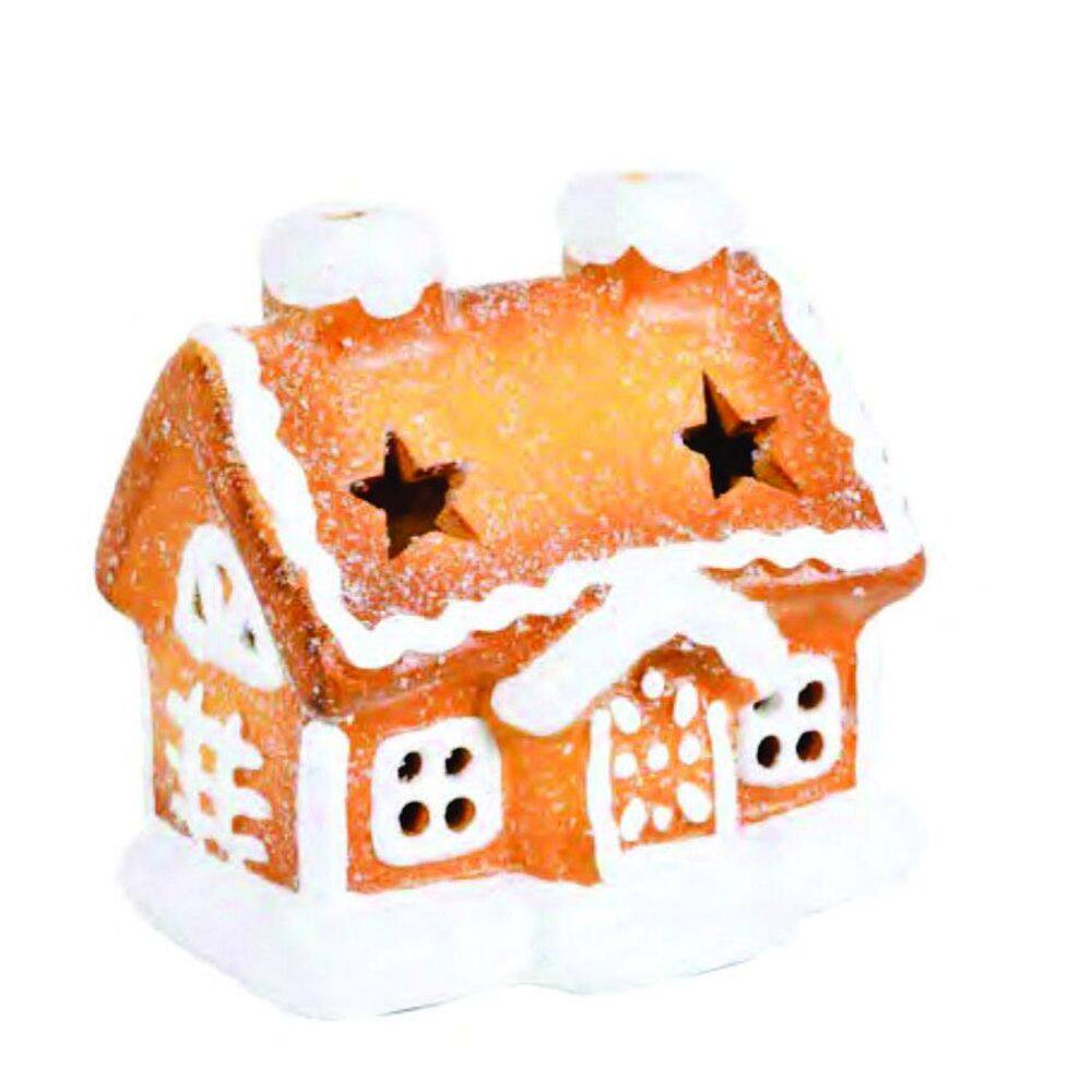 Enfeite Natal Ceramica Casa Bege Lado 11X8,5X11Cm 9012003