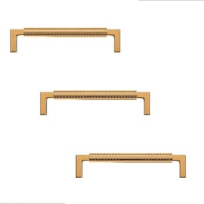 Kit 3 Puxador Zigrinato Il1780 160Mm Bronze Esc Dourado
