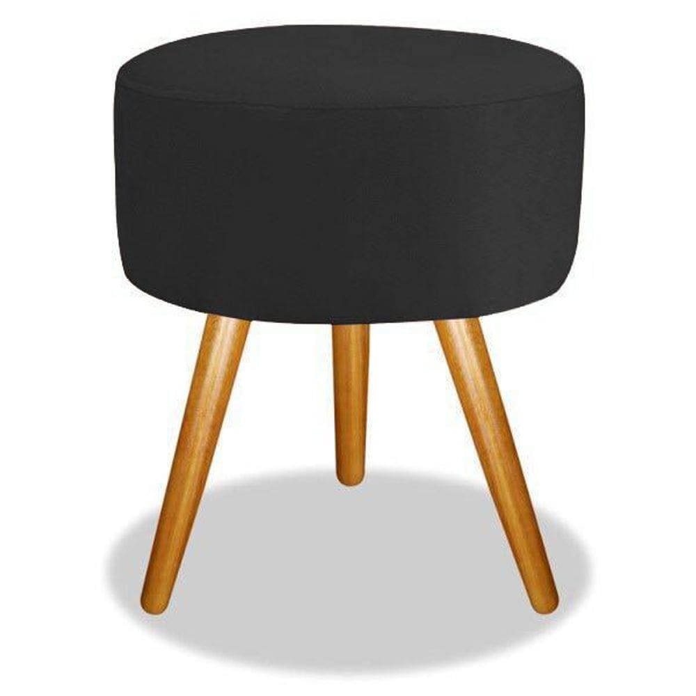 Puf, Puff Para Sala Pé Palito Suede Preto 50 Cm Altura