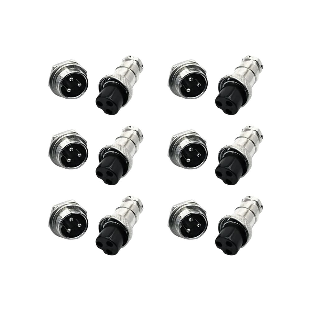 6 Pares - Conector Mike 3 Vias Circular Macho E Fêmea