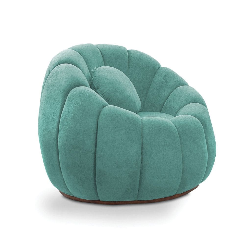 Poltrona Decorativa Orgânica Giratória Cloud Bouclê Azul Turquesa E03 - D`Rossi
