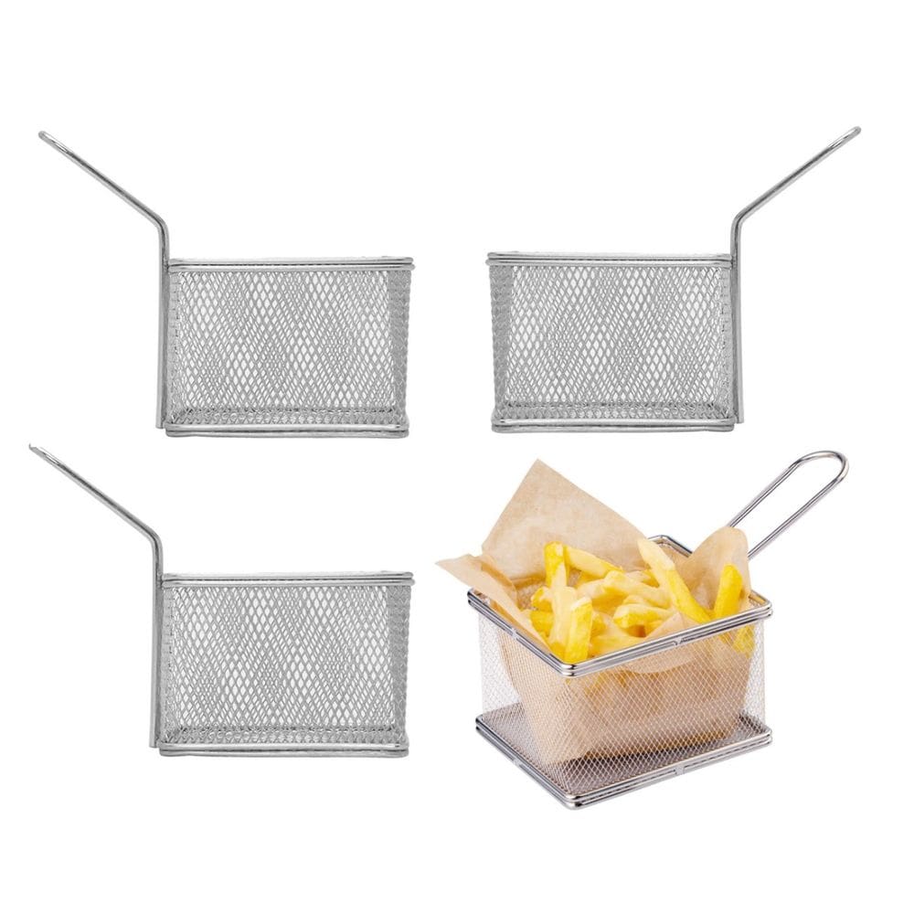 Cestinha Inox Fritas Fritura Servir Petisco Bar Restaurante 4un