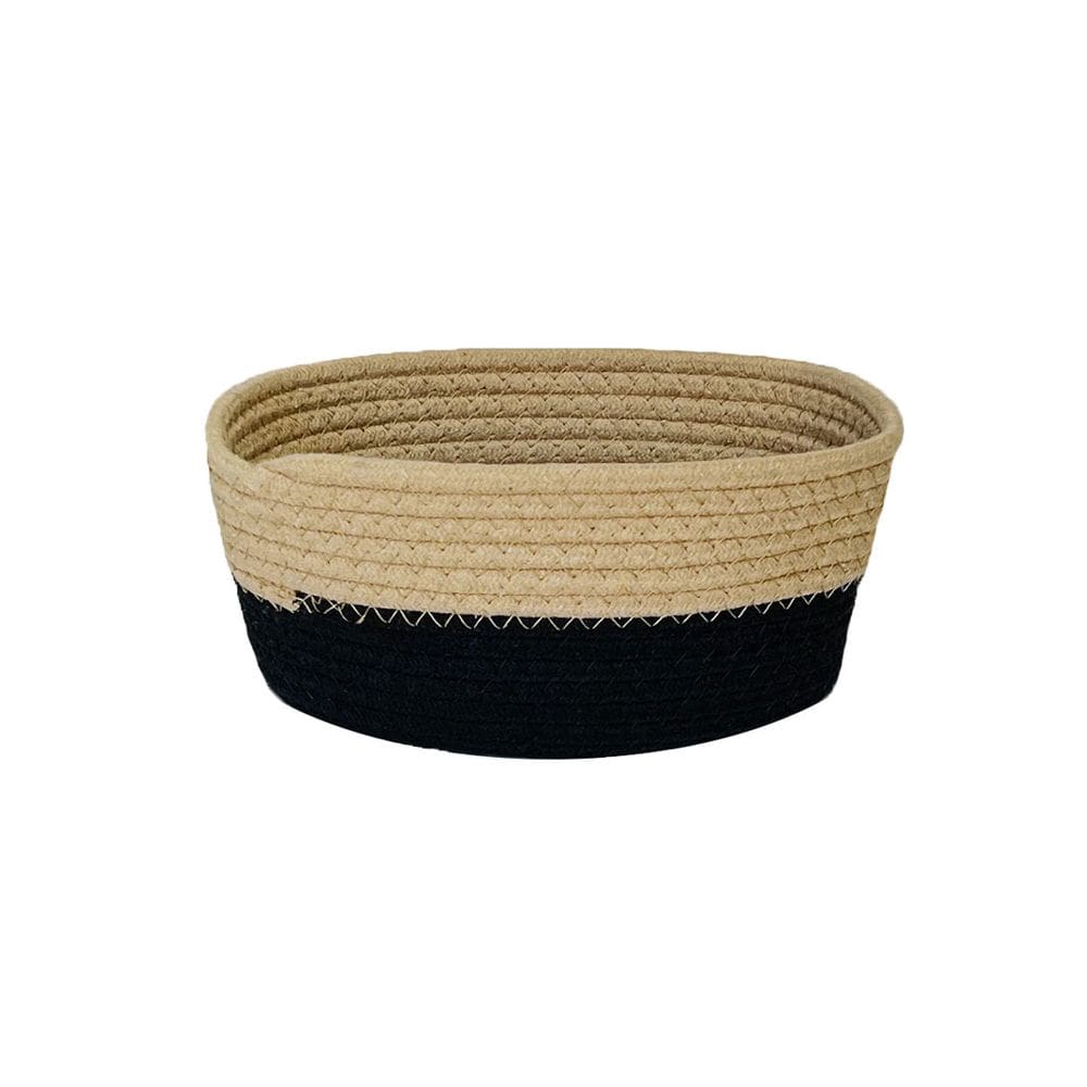 Cesto Organizador Cesta de Algodao Preto Bege Decorar 27cm
