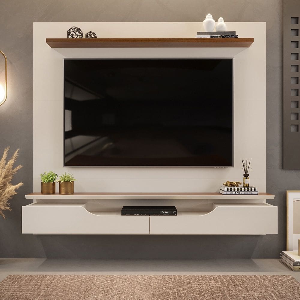 Painel para TV até 60 Polegadas 2 Portas Levi Off White Freijó DJ Móveis