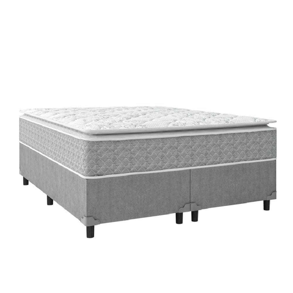 Cama Casal Queen Colchão Molas Ensacadas Pillow Top Perfect 158x198x71cm Cinza/Branco Umaflex - Suporta até 120kg por Pessoa