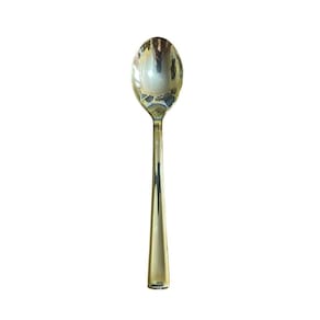 Kit 24 Colheres Sobremesa Dourada Plástico 12,8Cm Festas