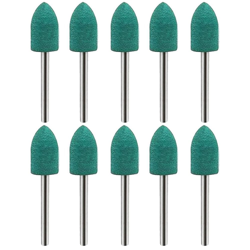 Kit 10 Ponta Montada 10Mm Borracha Cônica Micro Retifica 3Mm