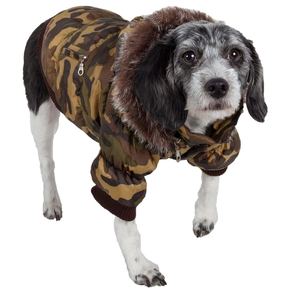Casaco de esqui metálico Dog Coat Pet Life com capuz removível
