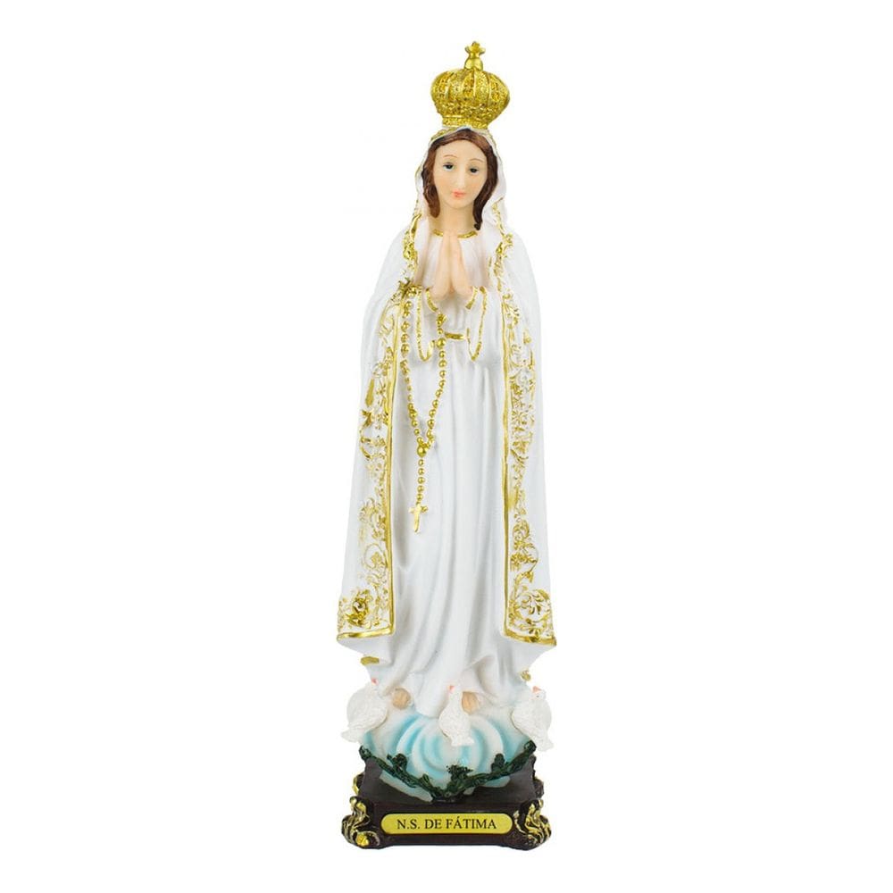 Estátua Imagem Nossa Senhora De Fátima Resina 30.5cm