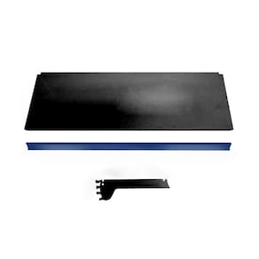 Bandeja Prateleira Ponta 30x73 Gôndolas New Plus Preto Porta Etiqueta Azul sa Gôndolas