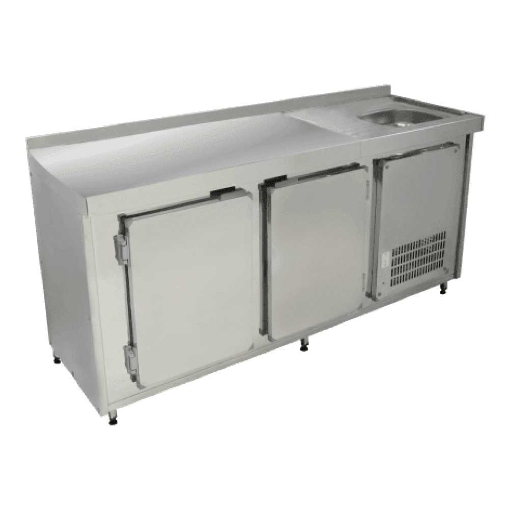Balcão De Encosto Com Pia 1,60m Inox Polofrio 4101 127v