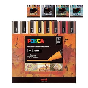 Canetas de tinta acrílica Posca Markers Color Tons Set Quentes