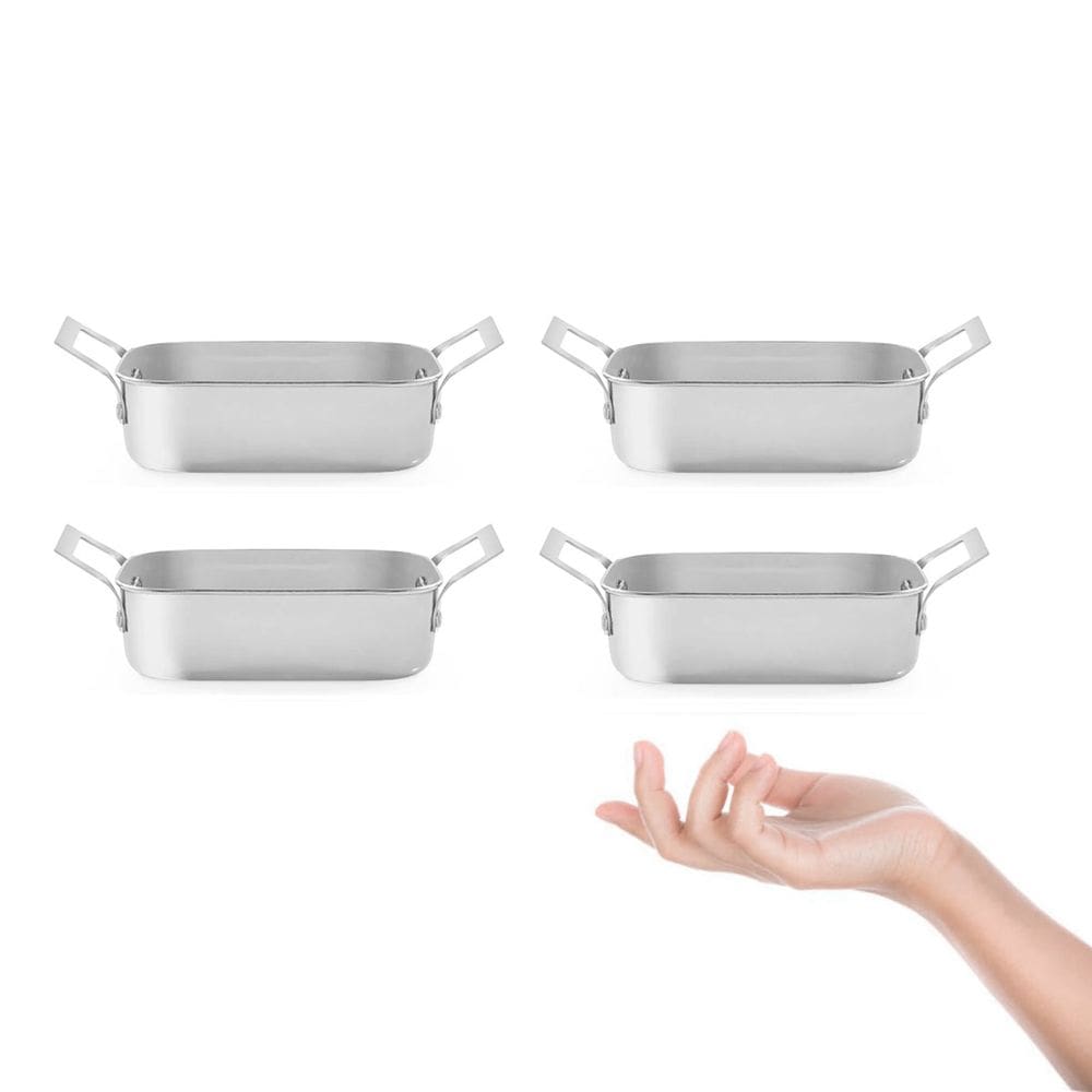 Travessa Mini 1,1L Alça Inox Couvert Servir Entrada Buffet 4un