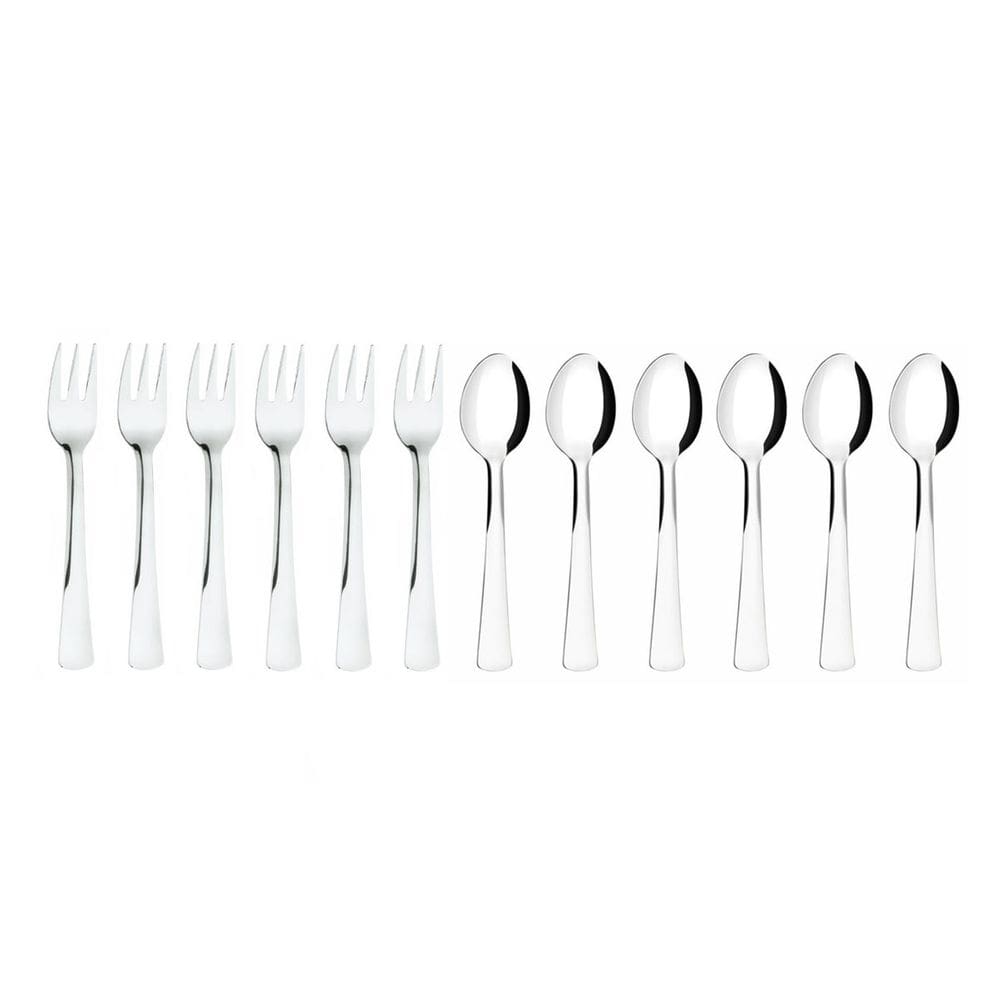 Colher de Cha e Garfo para Bolo Inox Talheres Sobremesa Toronto