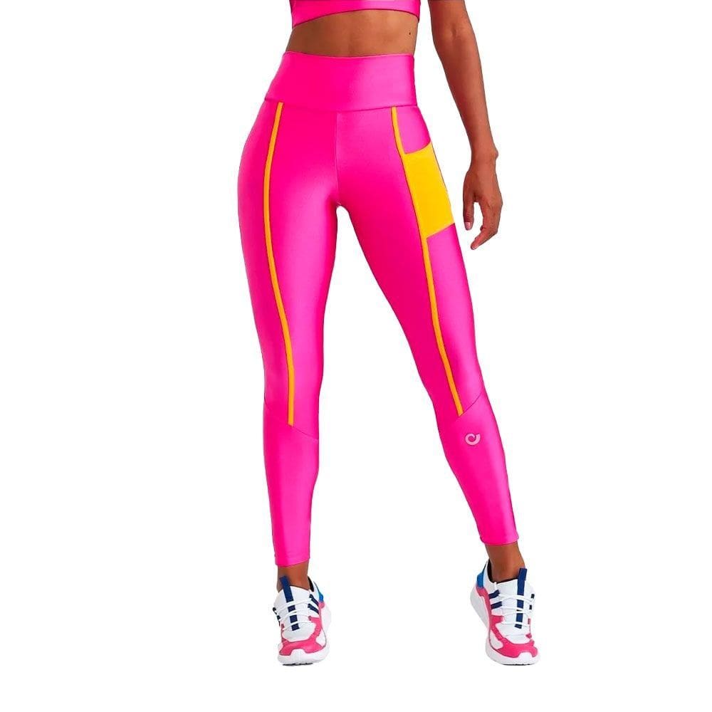 Calça Legging Caju Brasil Atlanta Rosa Com Bolso Lateral
