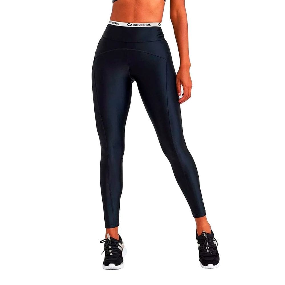 Calça Legging Caju Brasil Com Elastico No Cos Preto Fitness