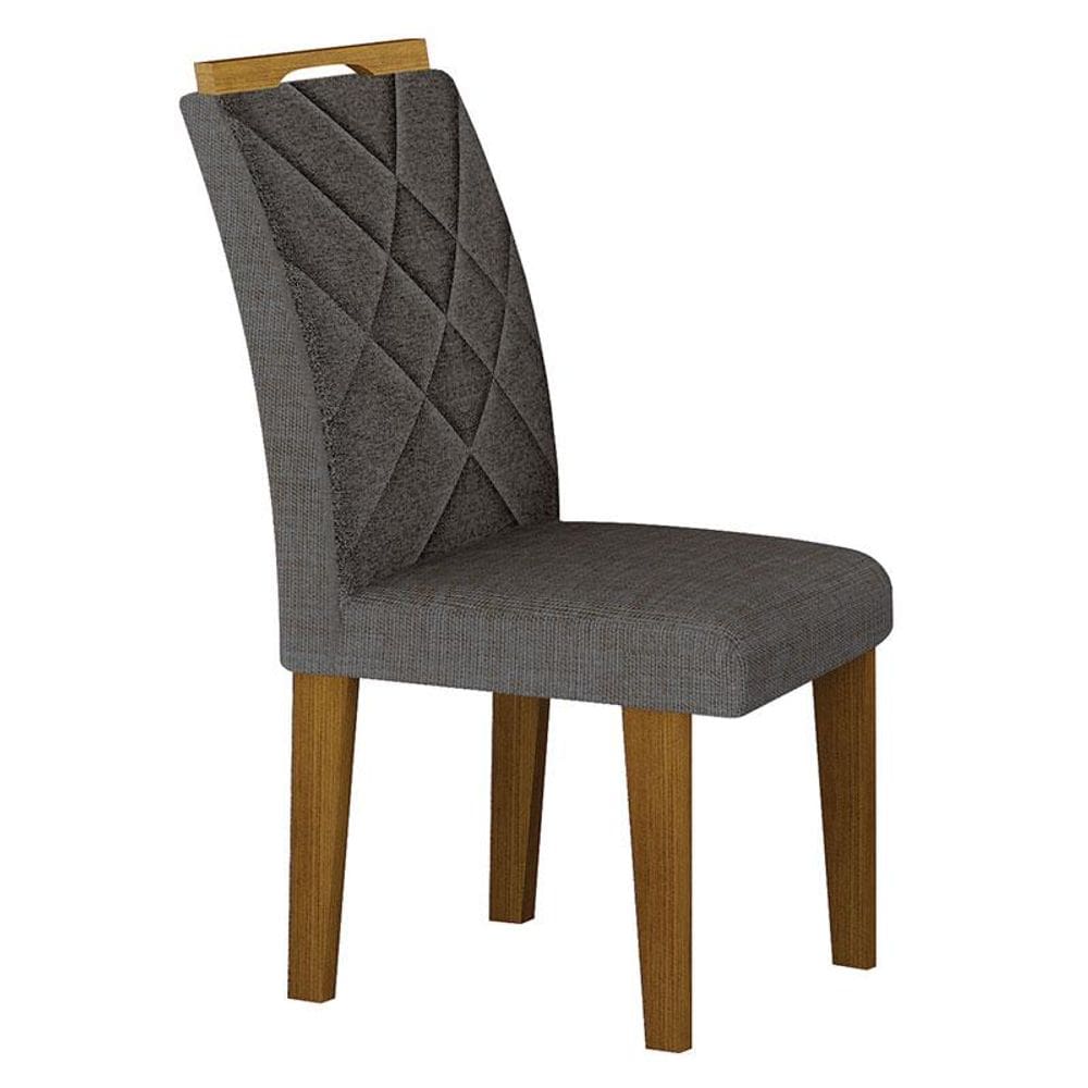Cadeira para Mesa de Jantar Larissa New MDF Freijó Linho Chumbo - Leifer Móveis