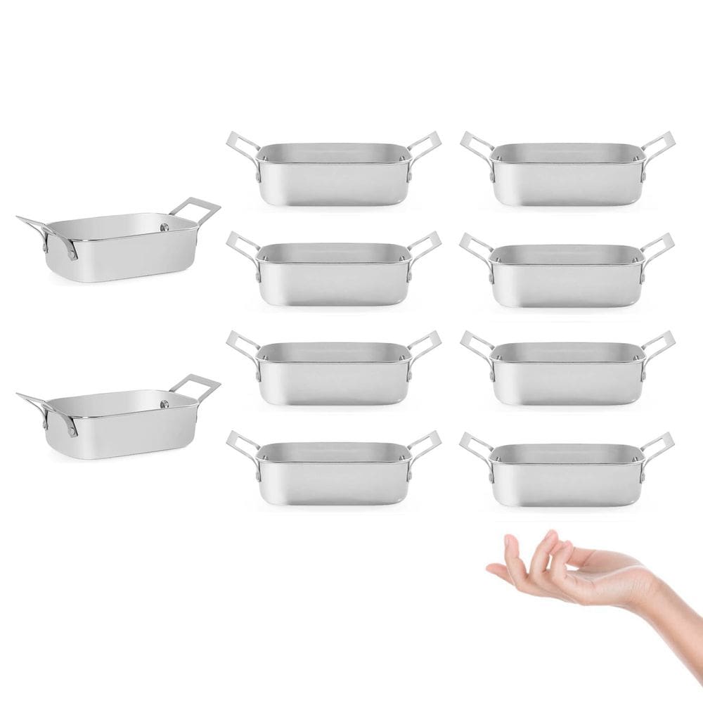 Travessa Mini 1,1L Alça Inox Couvert Servir Entrada Buffet 10un