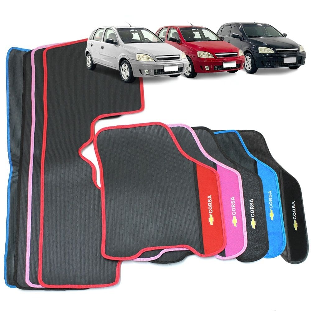 Tapete Corsa 2002 a 2012 Borracha Personalizado 3 Peças Bordado Automotivo para Hatch Sedan