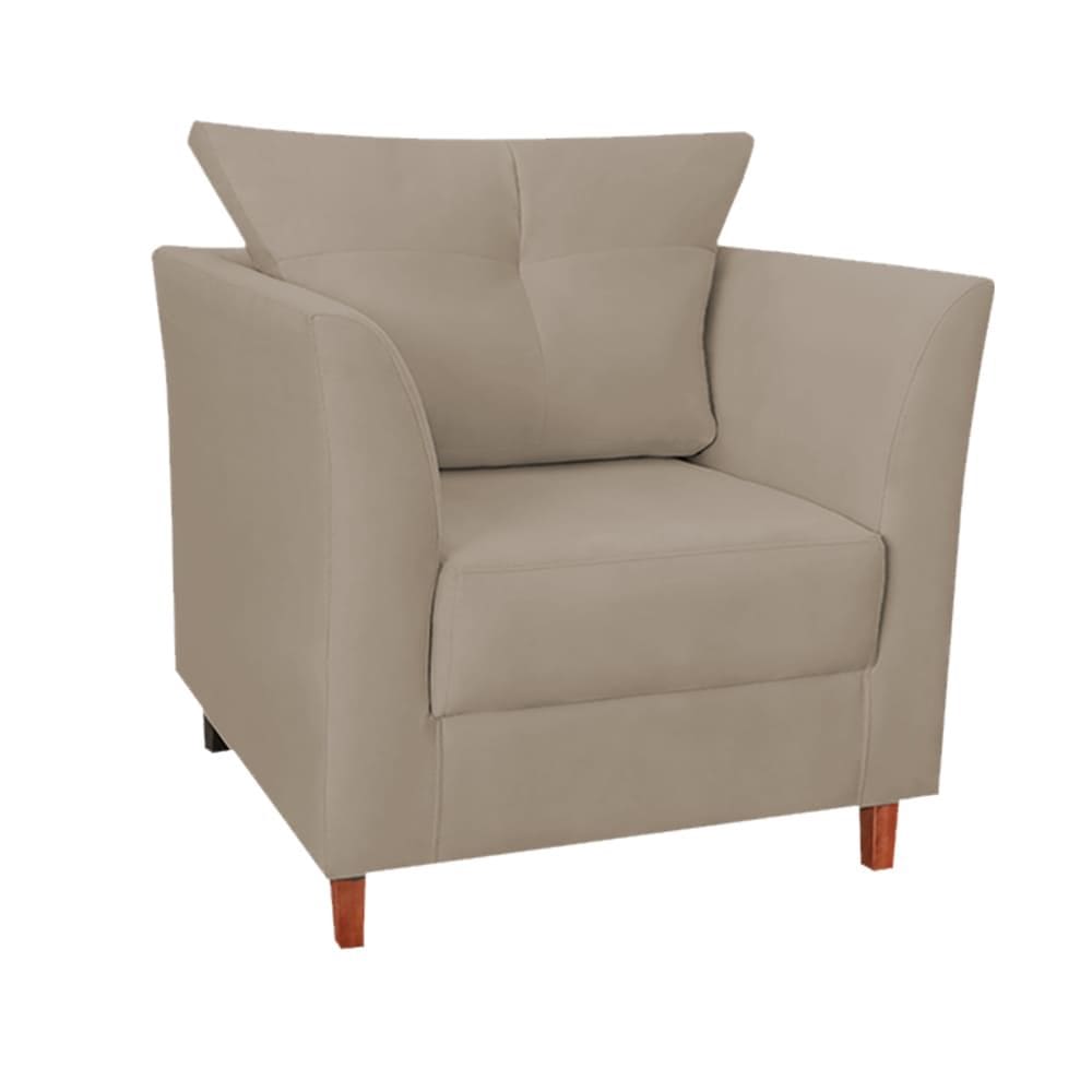 Poltrona Moderna Isis Suede Bege - Vallisa Decor