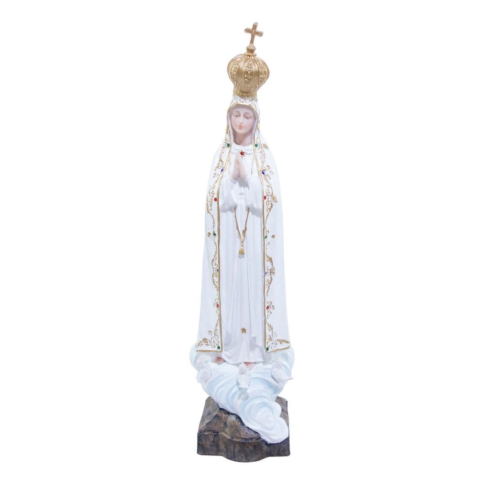Imagem Resina Nossa Senhora De Fátima Branca Grande 48cm