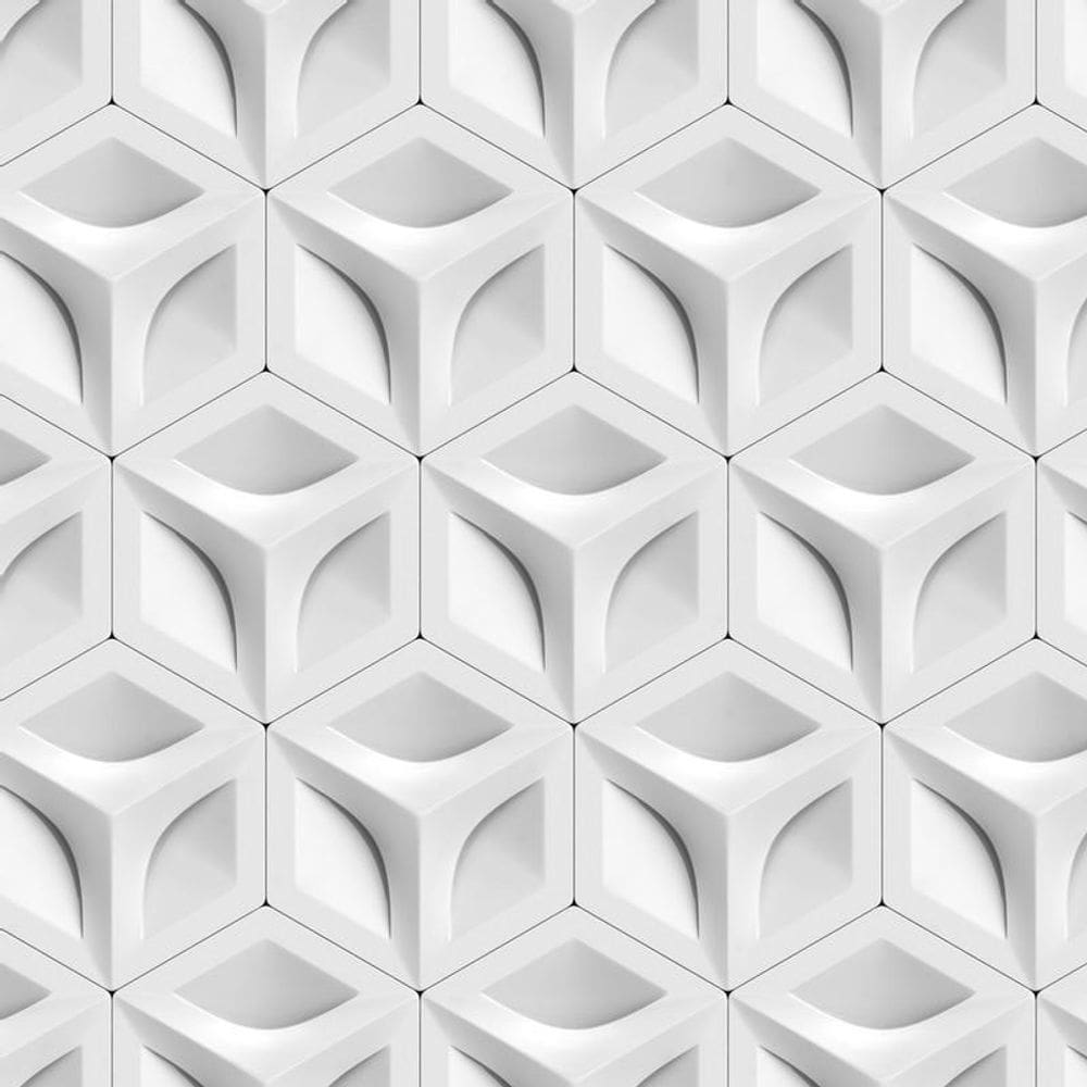 Papel De Parede 3D Circulos Bumerangue Geometrico Adesivo