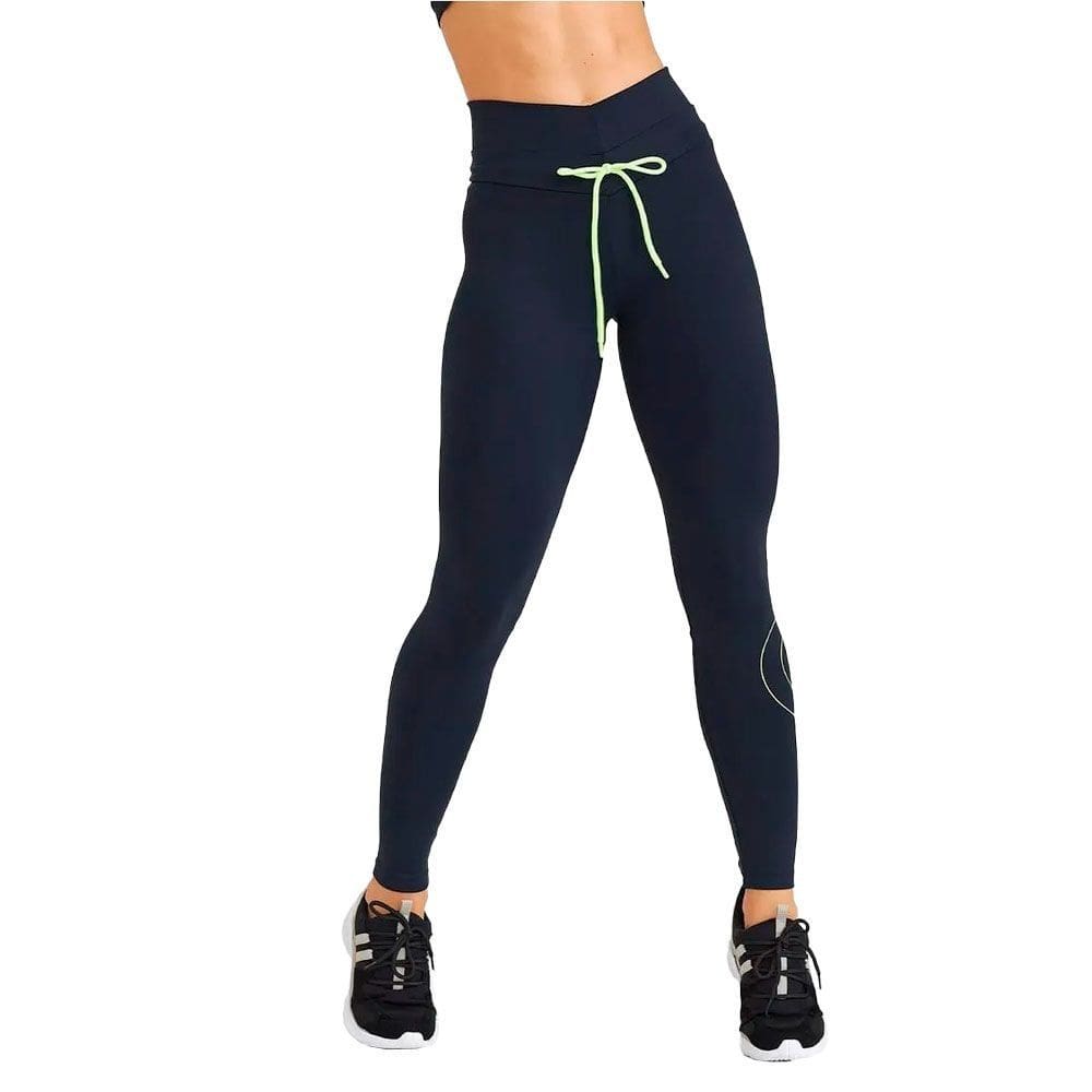Calça Legging Caju Brasil Com Cadarco Preto Feminino Treino
