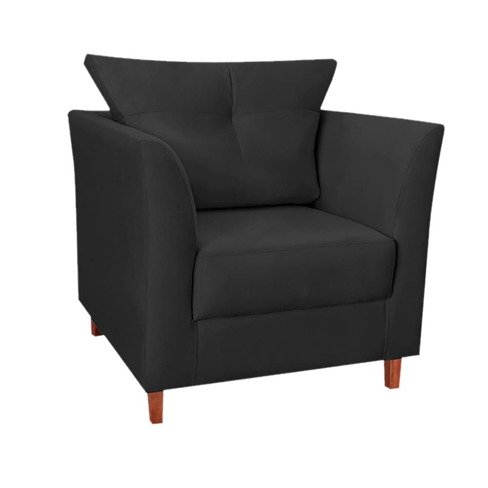 Poltrona Decorativa Isis Suede Preto - Vallisa Decor