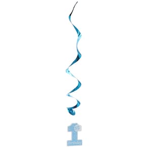 Hanging Whirls Beistle 1st Birthday Blue (5/pacote)