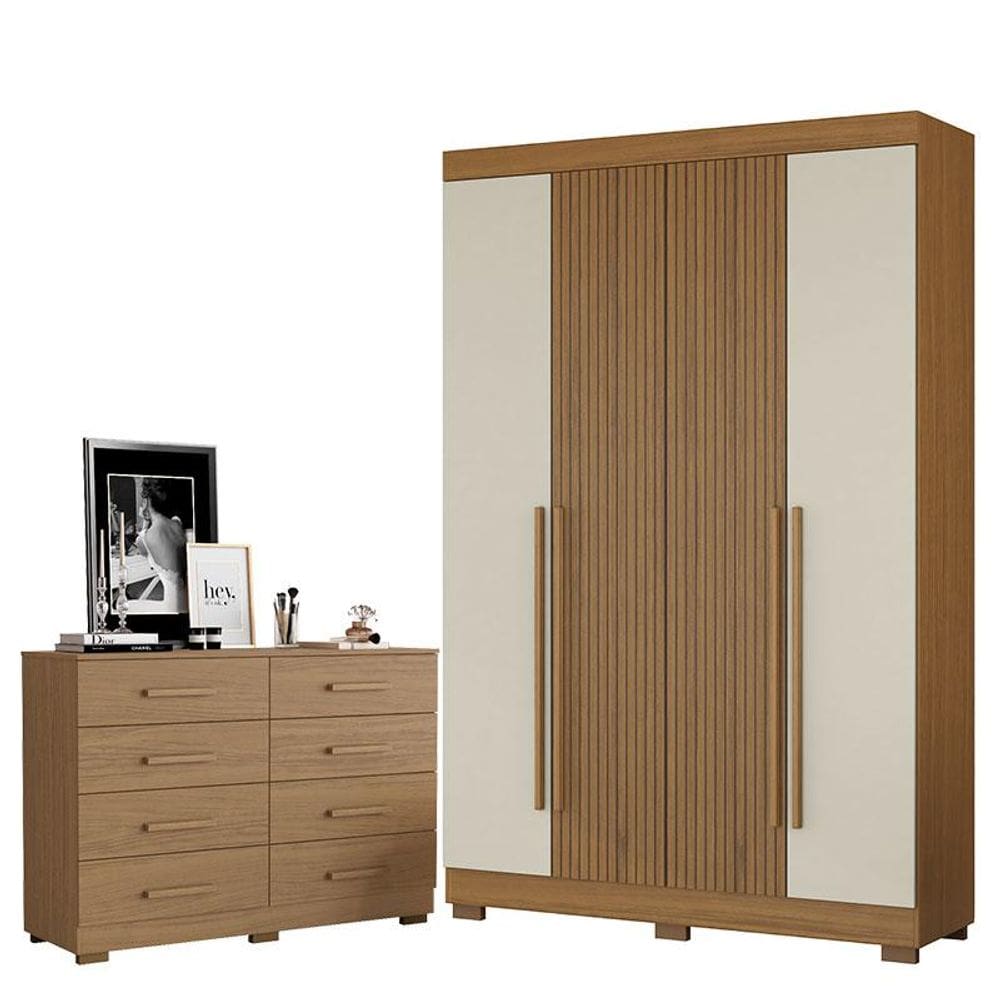 Cômoda 2014148 Atacama e Guarda Roupa Solteiro 2030240 Atacama Areia - Aramóveis