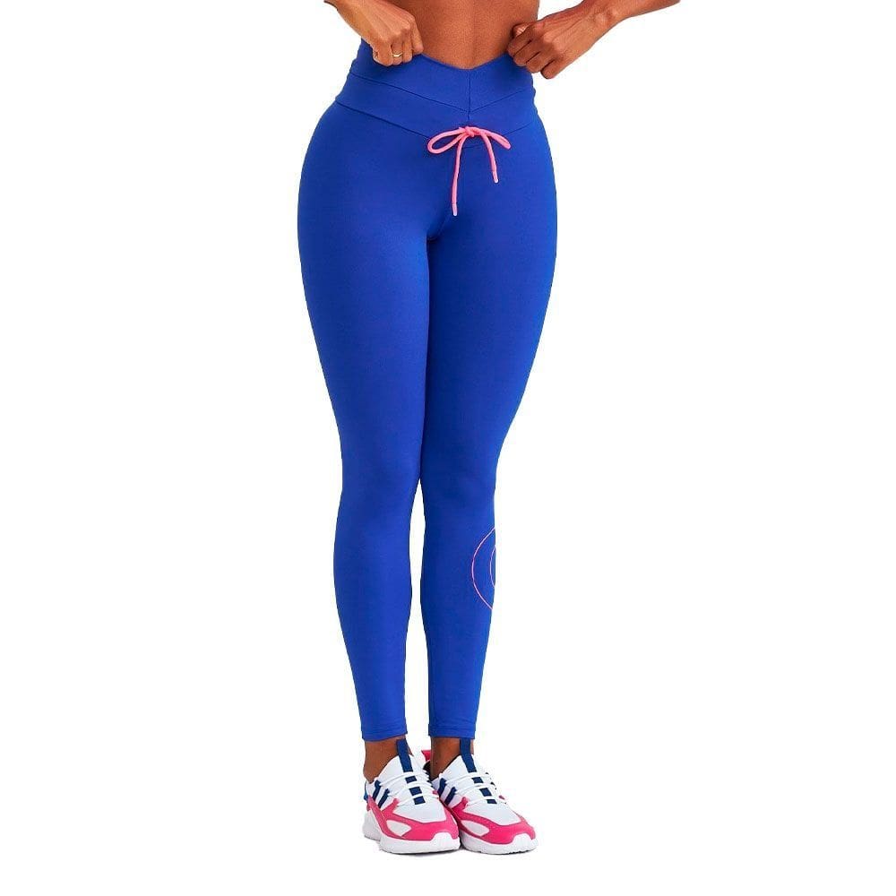 Calça Legging Caju Brasil Com Cadarco Azul Feminino Fitness