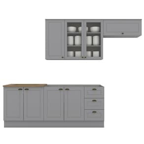 Cozinha Modulada 5 Pecas 280cm CE379 Americana Cinza Nature Henn