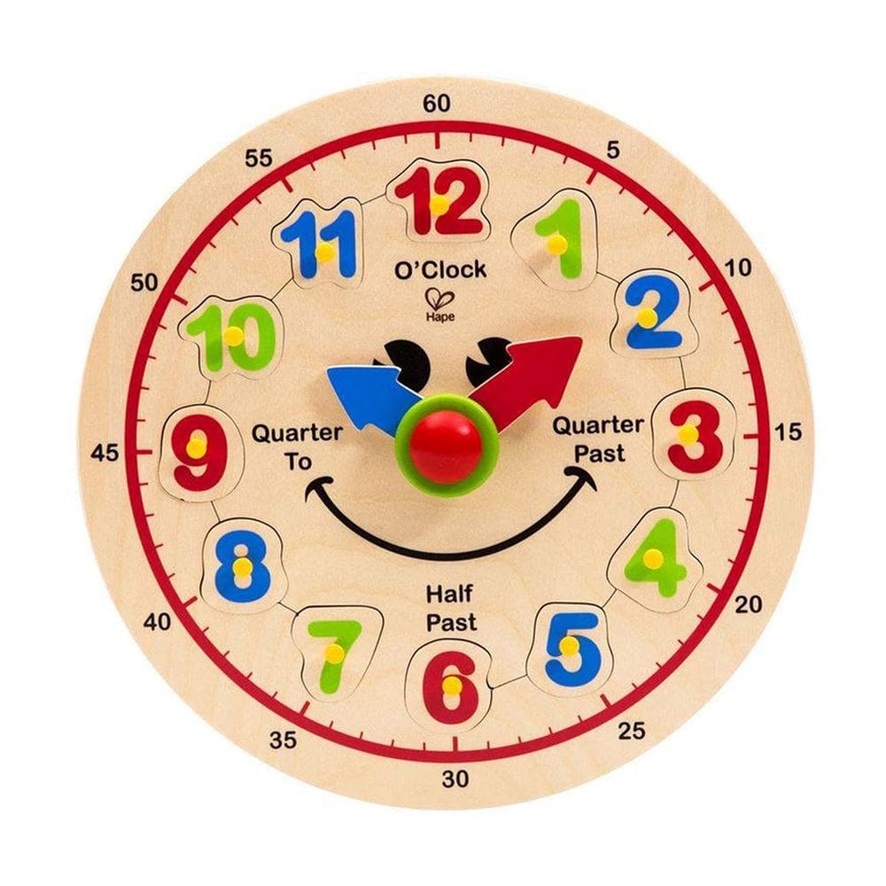 Quebra-cabeça educacional de madeira Happy Clock Knob em forma de brinquedo