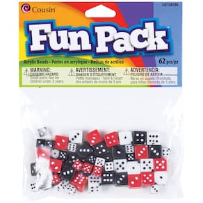 Beads Cousin Fun Packs, sortimento de 62 peças de dados de 8 mm a 10 mm