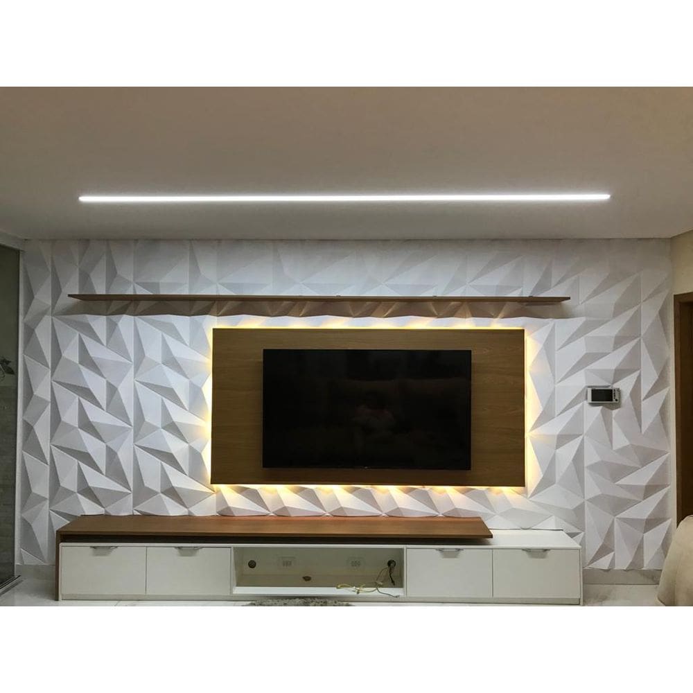 12 Placas Pvc Painel 3D Trapézio Revestimento Parede 50X22Cm
