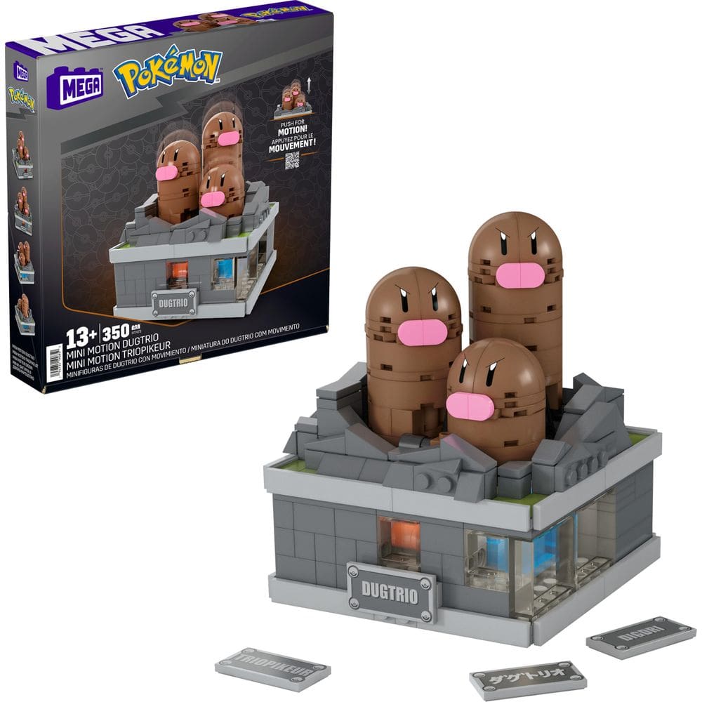 Conjunto de brinquedos de construção Mega Pokémon Mini Motion Dugtrio 350 unidades