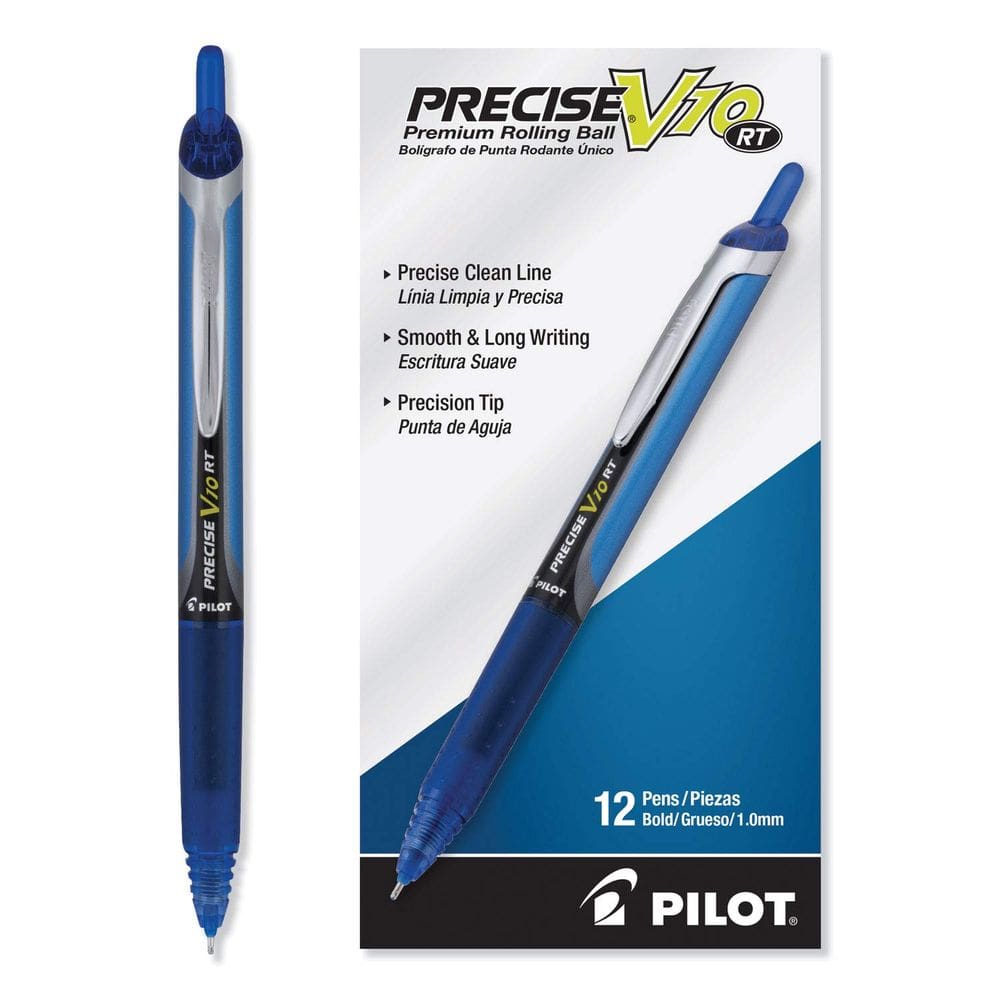 Canetas esferográficas rolantes PILOT Precise V10 RT Bold Point Blue x12