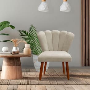 Poltrona Cadeira Pétala Penteadeira Dritex suede Bege