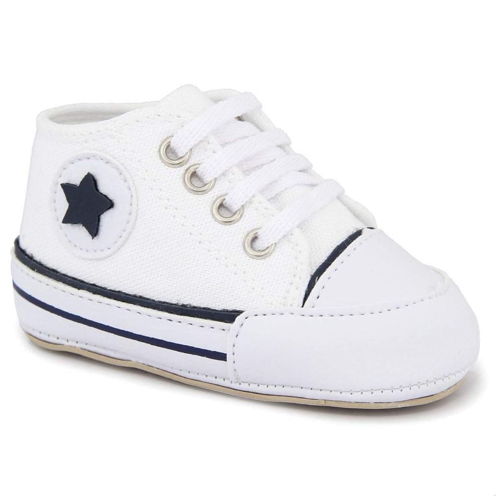 Sapato Tênis Bebe Baby Estrela Conforto Primeiros Passos Branco