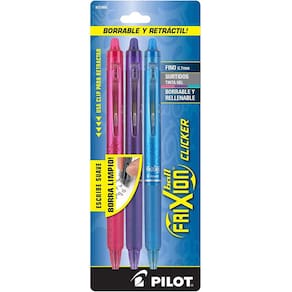 Canetas de tinta gel PILOT FriXion Clicker Fine Point, pacote com 3