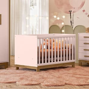 Berço Mini Cama Para Quarto Infantil Linha Slim rosa Acetinado