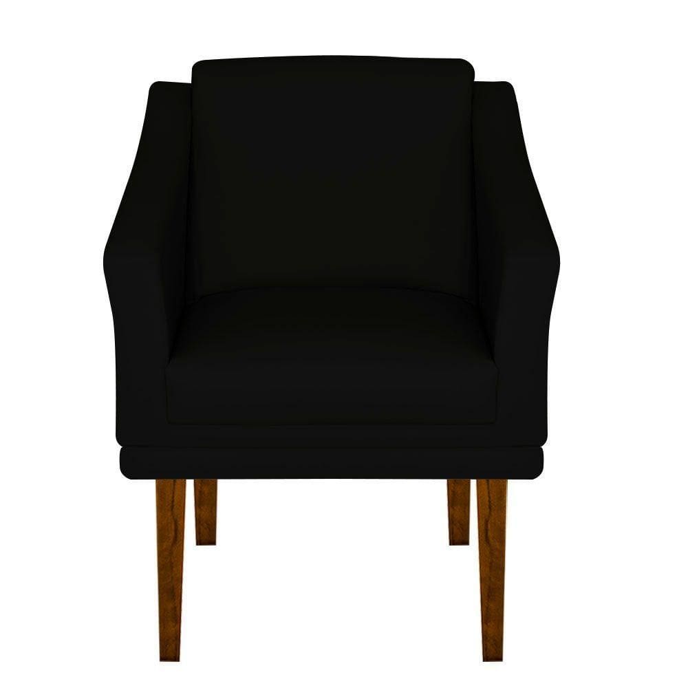 Poltrona Decorativa Gran Diego Pés Quadrados Dritex sintetico Preto