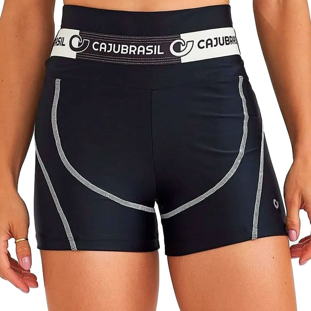 Mini Short Caju Barsil Atletika Com Elastico Preto Feminino