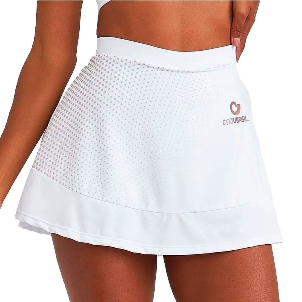 Short Saia Caju Brasil Ligth Com Babado Branco Feminino