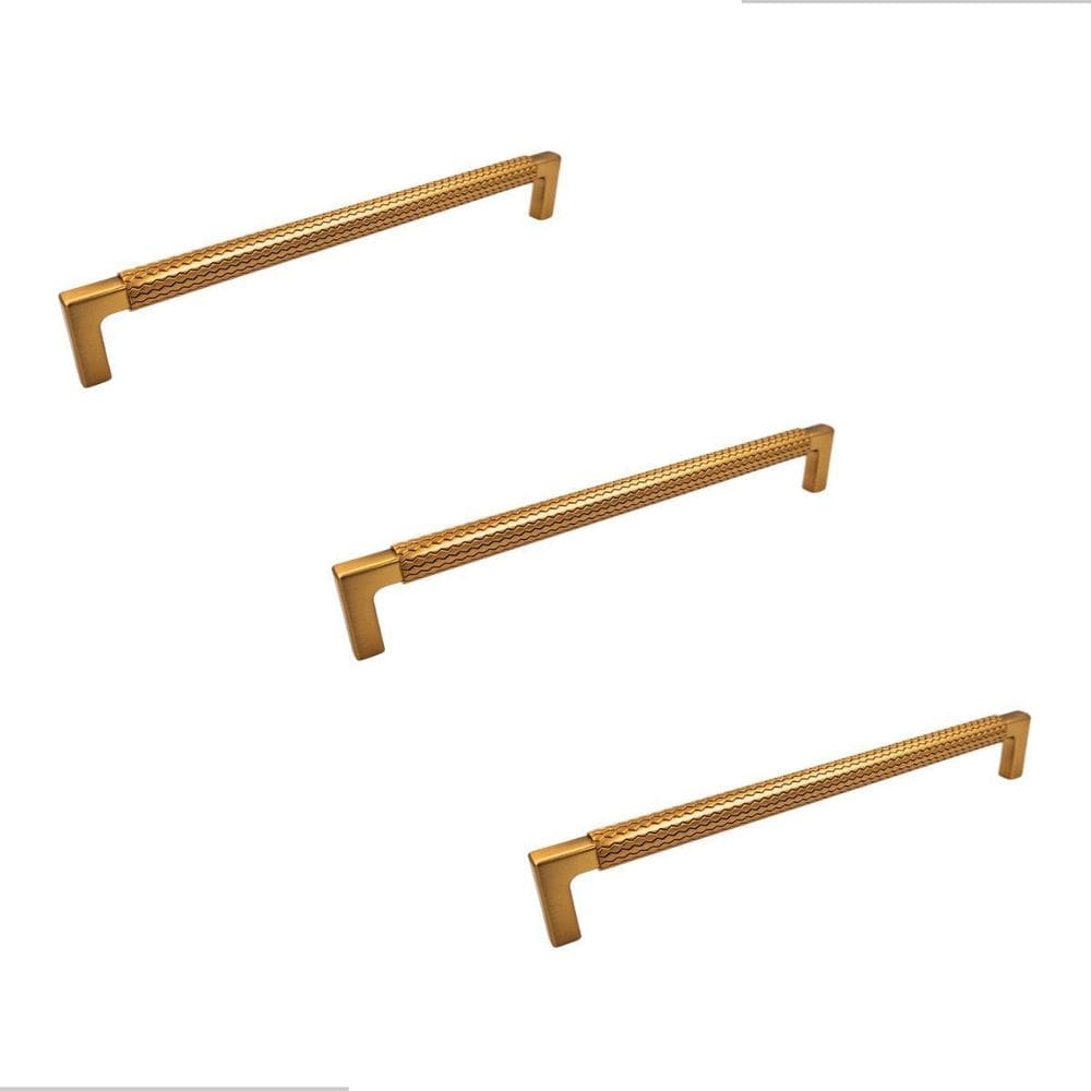 Kit 3 Puxador Zigrinato Il1780 192Mm Bronze Esc Dourado