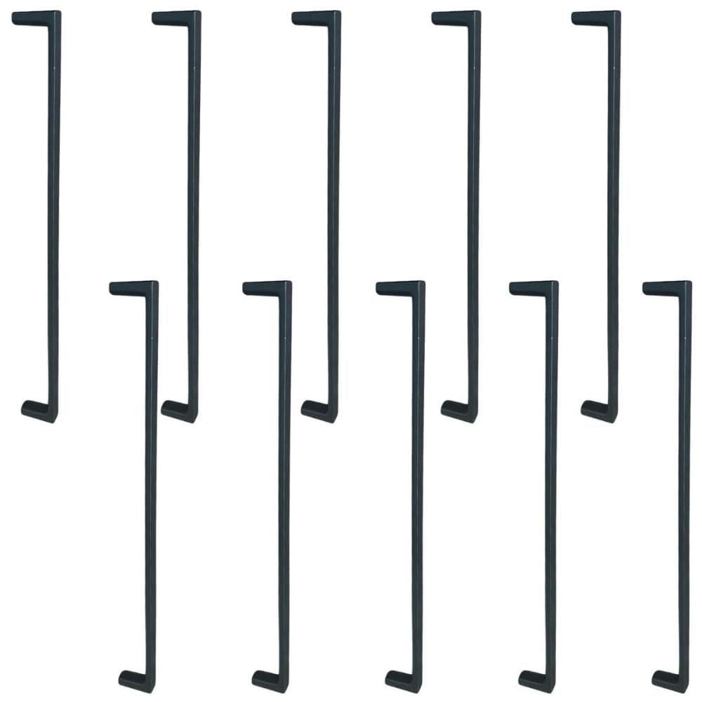 Kit 10 Puxadores Retos Alças para Móveis 256mm Preto Fosco A