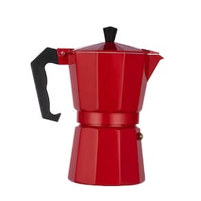 Cafeteira Italiana 6 Xicaras Cafe Expresso Moka Premium Vintagem Cozinha Luxo Vermelha