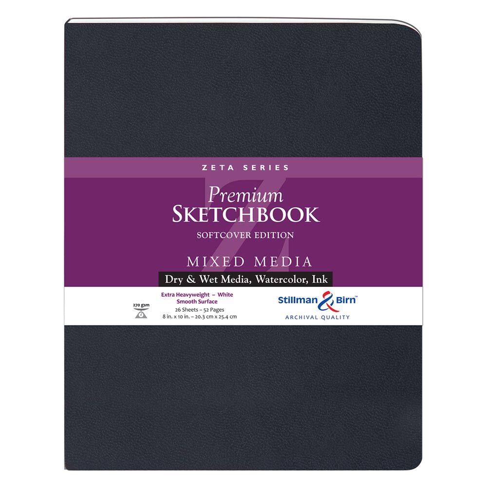 Caderno de Desenhos Stillman & Birn Série Zeta, capa mole, 8x10, 270 g/m²