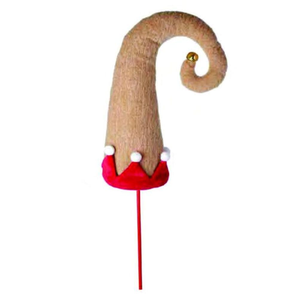Enfeite Chapeu Elfo Natal Espeto Bege Vermelho 55X15Cm