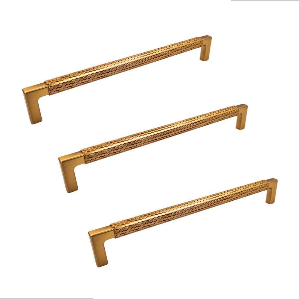 Kit 3 Puxador Zigrinato Il1780 224Mm Bronze Esc Dourado